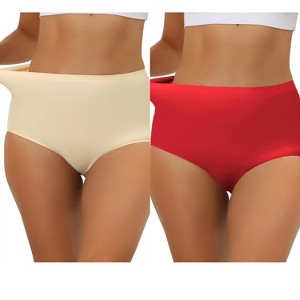 Allegra K Women's Elastic High Waist Unlined Breathable No-Show Hipster Underwear 2 Packs - 1 of 4