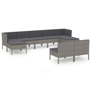 vidaXL Patio Lounge Set Outdoor Sectional Sofa Set Table Poly Rattan Gray - 1 of 4