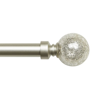 Silver Aged Sphere Curtain Rod with Acrylic Finials