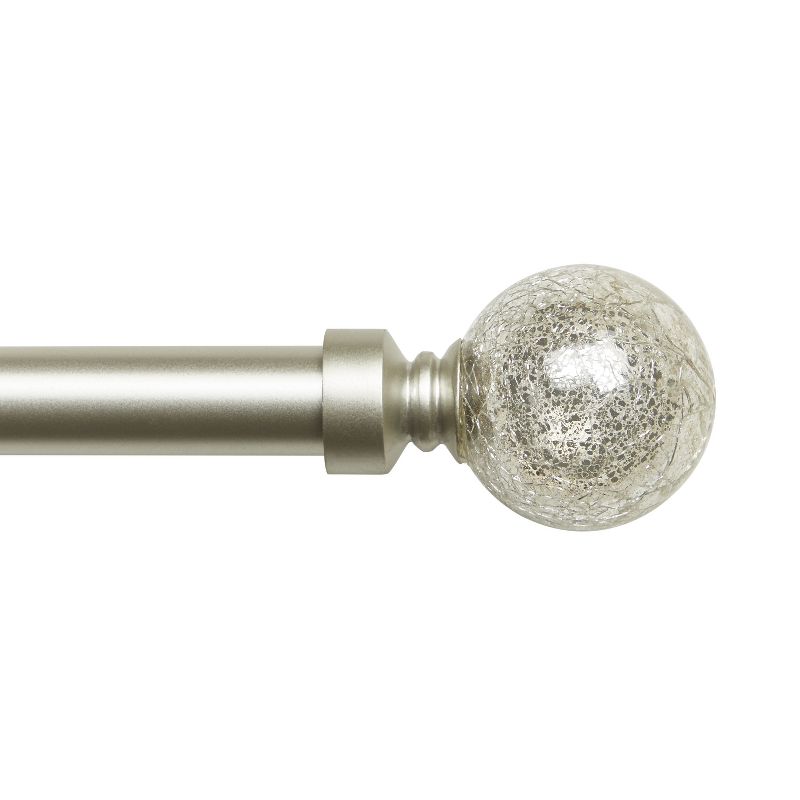 Exclusive Home Silver Aged Sphere 1" Curtain Rod and Coordinating Finial Set, 2 of 4