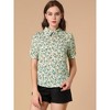 Allegra K Women's Vintage Floral Turnover Collar Split Neck Puff Short Sleeve Chiffon Blouse - 2 of 4