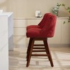 Okak Set of 2 Upholstered Swivel Counter Height Bar Stools for Dining Rooms,Armless Chairs Counter Bar Stools with Wooden Legs - 4 of 4