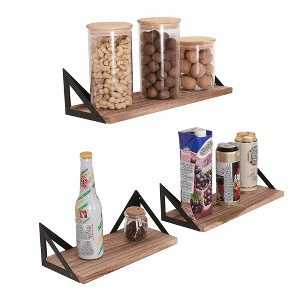 Hybition Wall Shelves for Bedroom Decor, Floating Shelves for Wall Storage, Rustic Wood Shelf for Bathroom,Kitchen,Living Room,Light Brown - 1 of 4