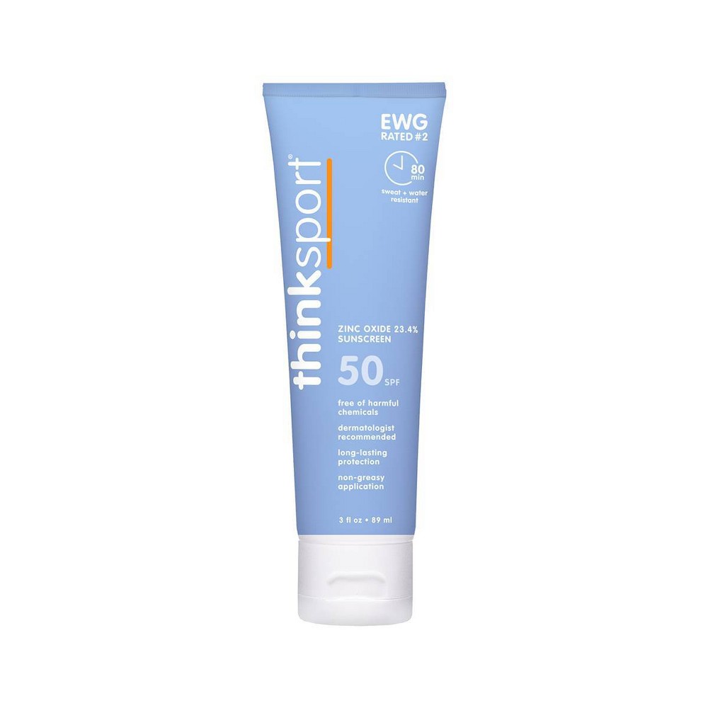 Photos - Cream / Lotion thinksport Mineral Sunscreen Water Resistant Lotion - SPF 50 - 3 fl oz