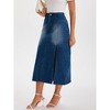 INSPIRE CHIC Women's Denim Casual Side Split A Line Stretchy Pencil High Waist Midi Skirts - 2 of 4