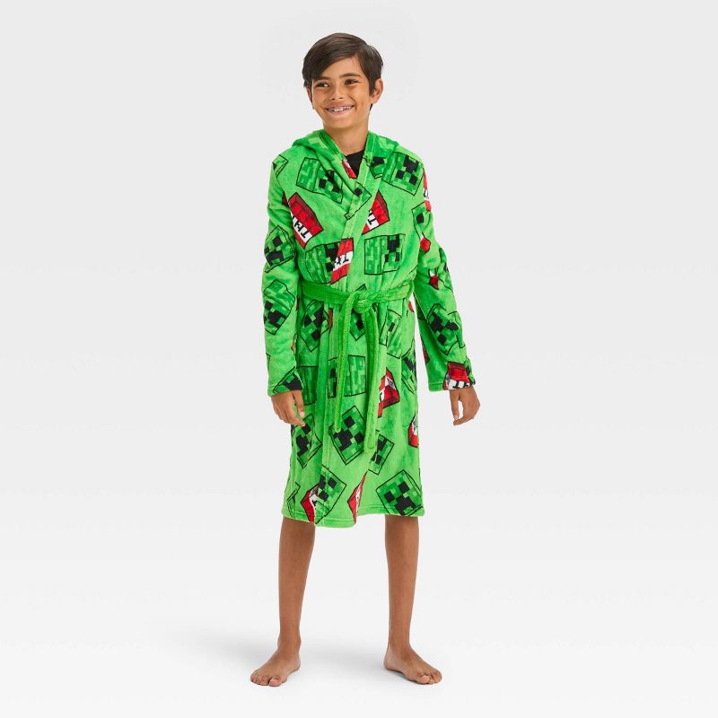 Boys' Minecraft Hooded Robe - Green, 3 of 4