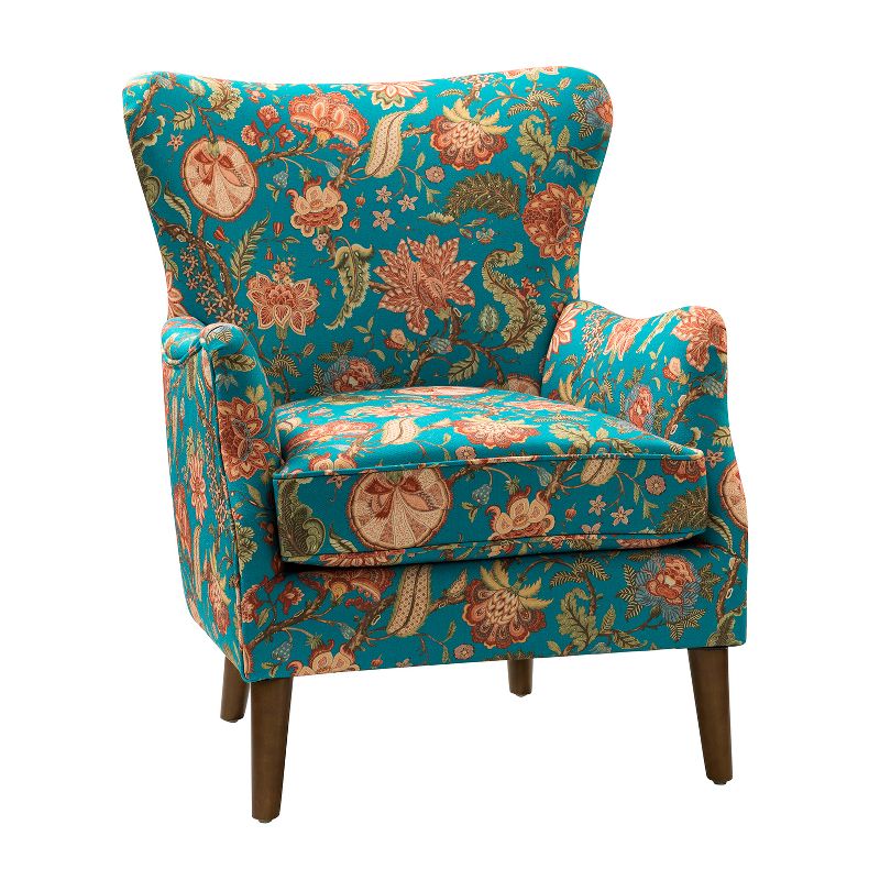 Nikolaus Comfy Living Room Armchair with Floral Fabric Pattern and Wingback | ARTFUL LIVING DESIGN, 1 of 11