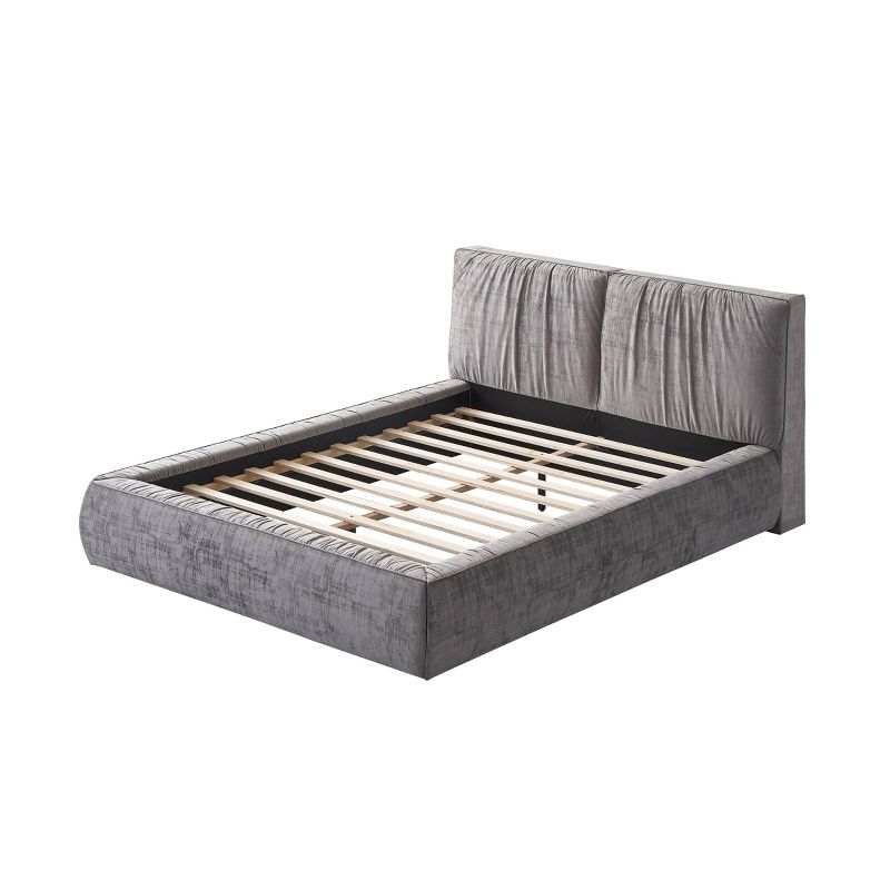95&#34; Eastern King Bed Onfroi Bed Gray Velvet - Acme Furniture, 5 of 7