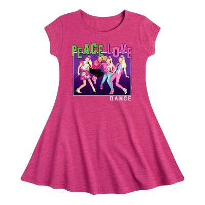 Girls' JoJo Siwa Peace Love Dance Fit & Flair Cap Sleeve Dress - Heather Fuchsia - Medium