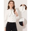 Allegra K Women's Elegant Bow Tie Neck Work Long Sleeve Button Front Shirt - 2 of 4