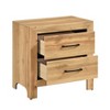 Natural Finish 2-Drawers Nightstand Storage Bedroom Furniture, Black Handles Bedside Table 1pc - 3 of 4