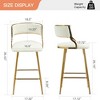 QingMoon Modern Bar Stools Set of 2, Corduroy Counter Height Chairs with Curved Backrest, Golden Chromed Base and Footrest for Kitchen Island - 4 of 4