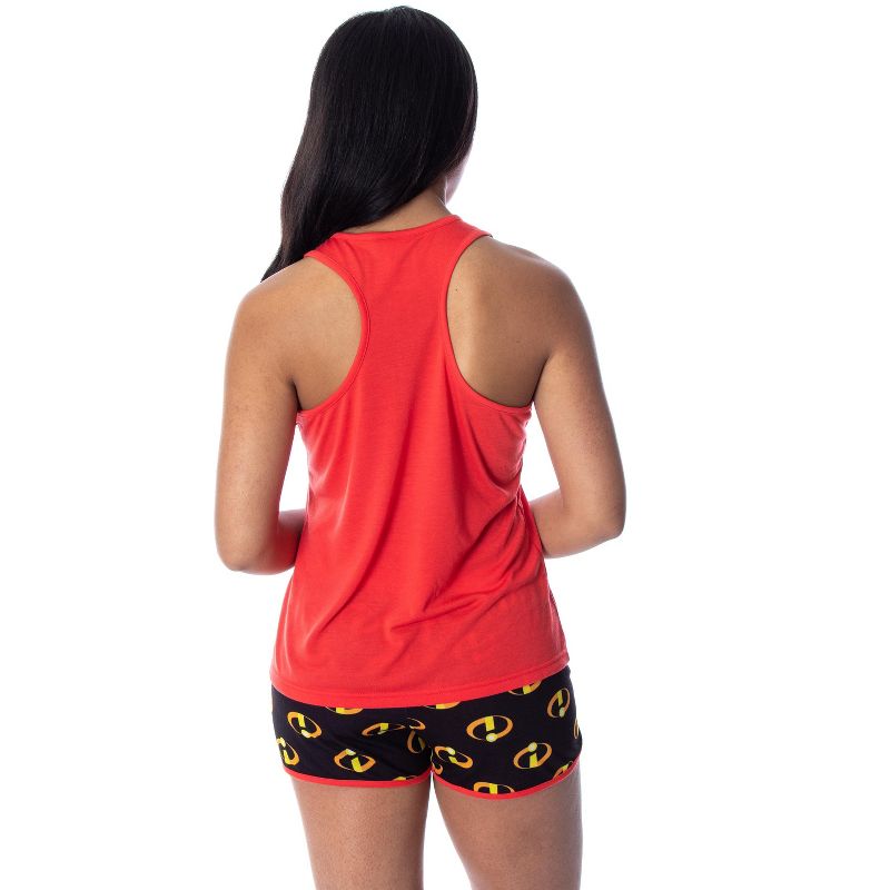 Disney Women's The Incredibles Logo Racerback Tank and Shorts Pajama Set Red, 5 of 6