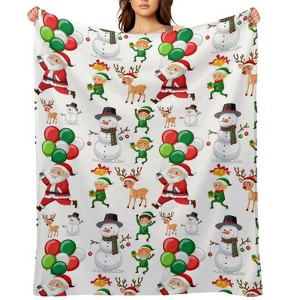 Christmas Santa Claus Deer Christmas Throw Blanket Soft Fleece Christmas Blanket Cozy Flannel Throw for Couch Bed 30x40 inches - 1 of 1