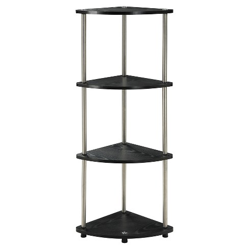 1pc Single/dual Tier Black Acrylic Plastic Corner Shelf For