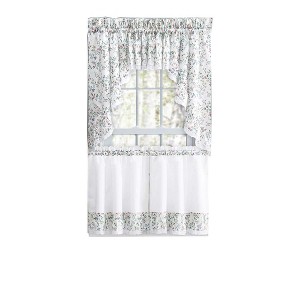 Ellis Country Floral Small Scale 1.5" Rod Pocket Floral Pattern with Ruffle Lace Edge Valance 52"x12" Multicolor - 1 of 4