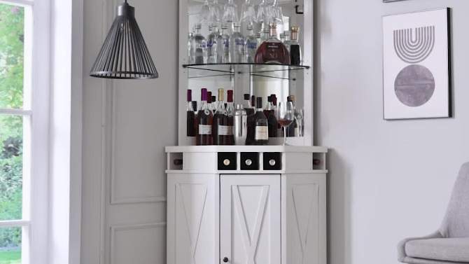 Home Source Corner Bar Unit with built-in Wine Rack and Lower Cabinet, 2 of 7, play video