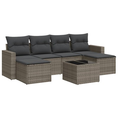 vidaXL Garden Sofa Set Gray PE rattan Large Modular Garden Sofa Set