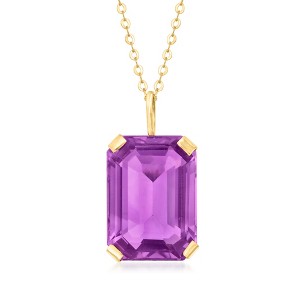Ross-Simons 7.50 Carat Amethyst Pendant Necklace in 10kt Yellow Gold Size 16 - 1 of 3