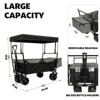 FURNIinspire Outdoor Serving Carts 480Lbs Collapsible Wagon with Canopy Lightweight Foldable Wagon with Mosquito Net, Black, 45.28"*22.83"*38.78" - 3 of 4