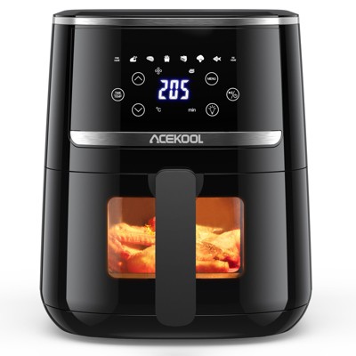 GustoWave 5 Qt Digital Touch Screen Air Fryer with Visible Window & 8 Cooking Presets, 1500W