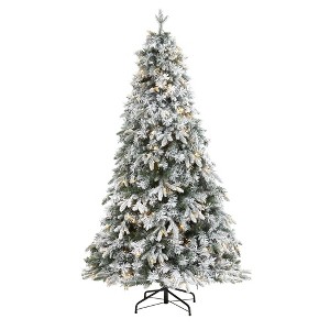 Nearly Natural 6' Flocked Vermont Mixed Pine Prelit LED Artificial Christmas Tree - 1 of 1