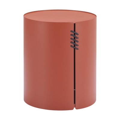 HomeRoots 19" Brown Aluminum Round Drum End Table