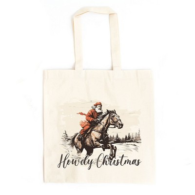 City Creek Prints Howdy Christmas Canvas Tote Bag - 15x16 - Natural