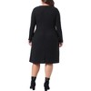 Agnes Orinda Women's Plus Size Elegant Round Neck Long Sleeve with Pocket Ribbed Knit Midi Sweater Dress - 4 of 4