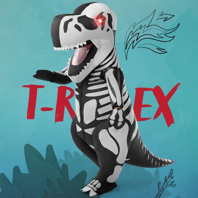 Joyfy Inflatable T-Rex Skeleton Costume for Adults – Glow-in-the-Dark Dino with LED Eyes