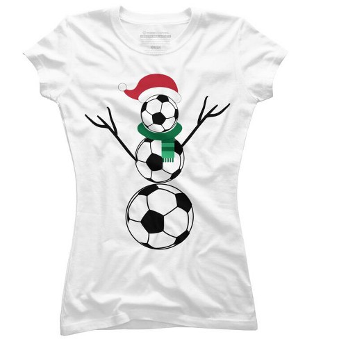 Junior's Design By Humans Funny Christmas Shirts Soccer Snowman T-shirt By  Raisedbybears T-shirt : Target