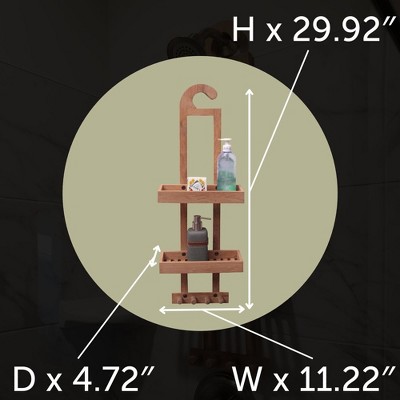 Nordic Teak Natural Wood Shower Caddy with Brass Hardware