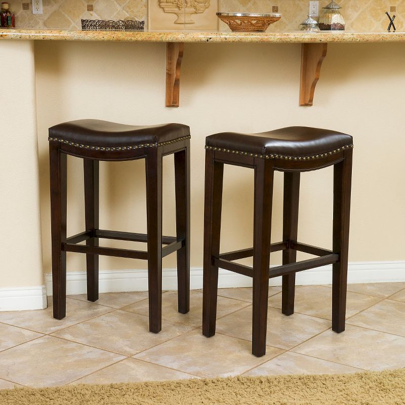 Set of 2 30&#34; Avondale Backless Barstools Brown Bonded Leather - Christopher Knight Home, 5 of 6