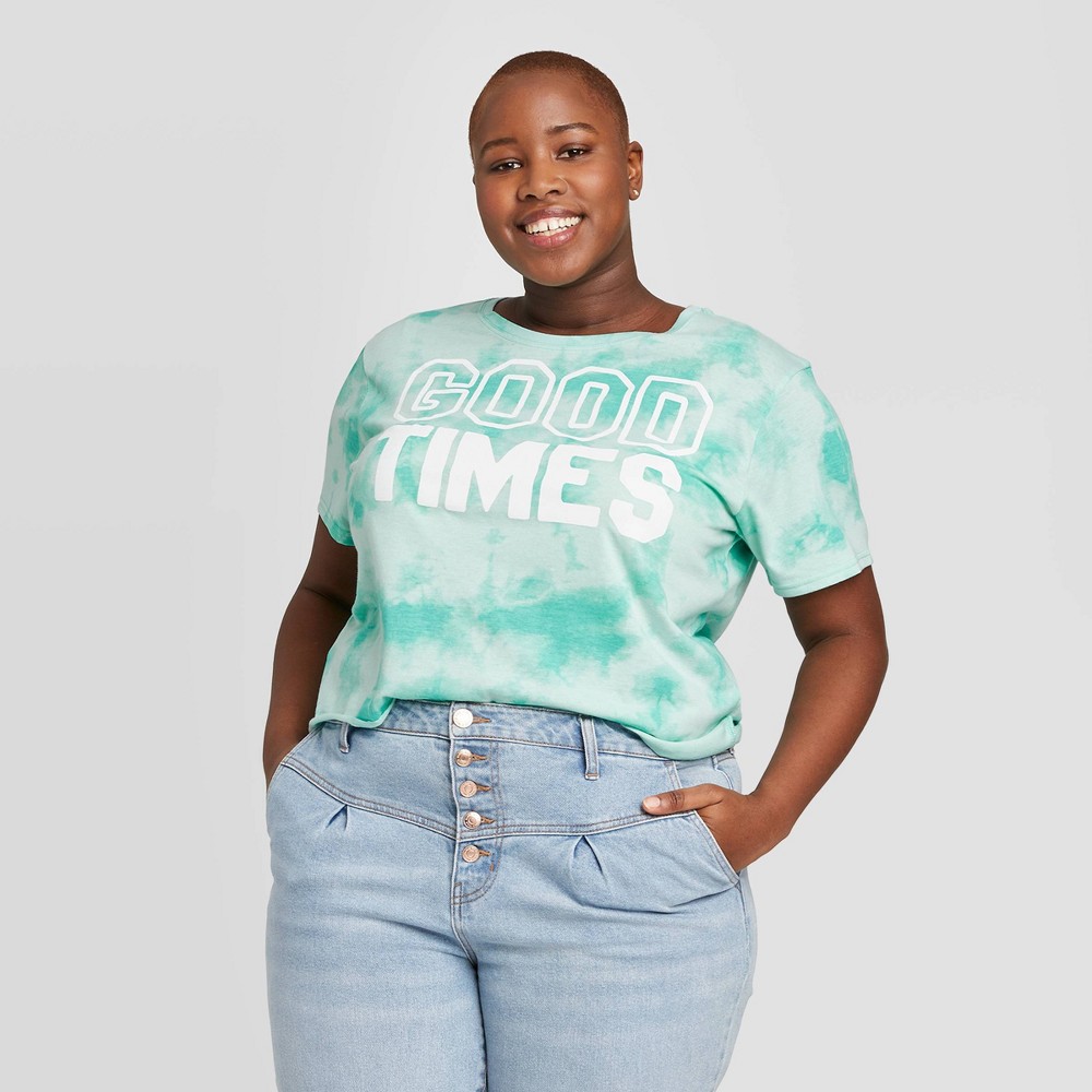 Women's Plus Size Good Times Short Sleeve Graphic T-Shirt - Modern Lux (Juniors') - Mint 1X, Green was $14.99 now $10.49 (30.0% off)