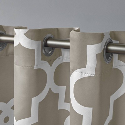 Silver and Mecca Orange Polyester Blackout Grommet Window Panels