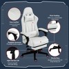 Dexmalle Racing Swivel Leather Gaming Chair with Lumbar Support,White and Pink - 3 of 4