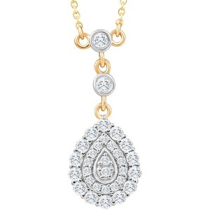 Pompeii3 1/2Ct TW Diamond Dangle Pendant Yellow Gold Womens Bezel Necklace 18" - 1 of 4