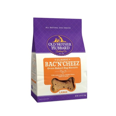 Old Mother Hubbard by Wellness Classic Crunchy Bac 'N' Cheez Biscuits in Bacon,Cheese,Apple and Carrot Large Oven Baked Dog Treats - 5oz