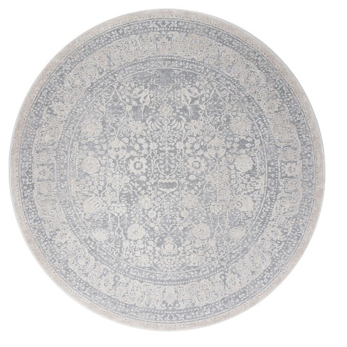 Round Raylee Medallion Accent Rug, Black And Cream Round Area Rugs