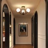 PAKOKULA 3-Light Matte Black Industrial Semi-Flush Mount Ceiling Light With Globe Frosted Glass Shade for Dinning Room Entryway - 3 of 4