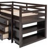 PAGED Simple Wooden Low Loft Bed Bunk Bed with Movable Desk, Twin Size Bed Frame with Storage, Ladder and Guardrail for Kids, Teens - 3 of 4