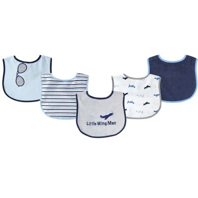 Luvable Friends Baby Boy Cotton Terry Drooler Bibs With Peva Back 5pk ...