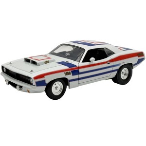 1970 Plymouth HEMI Cuda "Street Machine" White with Red and Blue Stripes Limited Edition 1/18 Diecast Model Car by ACME - 1 of 4