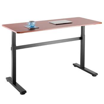 Tranzendesk Standing Desk – 55" Manual Height Adjustable Workstation – Cherry – Stand Steady