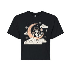 Women's - Instant Message - Celestial Moon Woman Cropped Graphic T-Shirt - 1 of 4