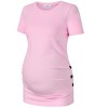 Clearlove Maternity Tunic Tops Maternity Shirt Side Button and Ruched Maternity Tunic Tops Maternity Short Sleeve T-Shirts - 2 of 4