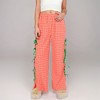 Anna-Kaci Lounge Women's Gingham Wide Leg Pants with Elastic Waistband Contrast Side Ribbon Tie Details and Relaxed Full-Length Fit - 4 of 4