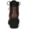 BLISSFUL STEP Women's Round Toe Chunky Heel Lug Sole Lace Up Zipper Combat Boots - 3 of 4