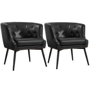 Yaheetech Set of 2 Barrel Shaped Accent Chair with Metal Legs - 1 of 4
