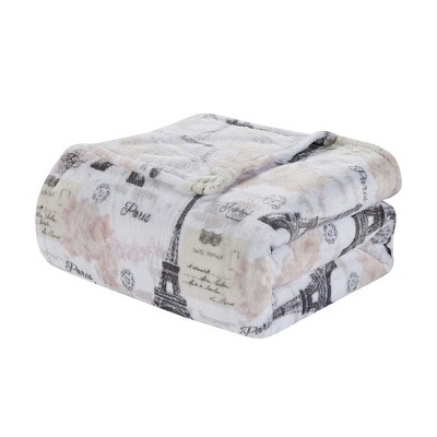 Plazatex Luxurious Ultra Soft Lightweight Brigette Printed Bed Blanket White